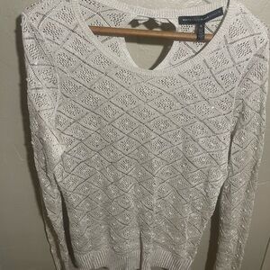 White House Black Market Women's Beige / metallic pearl Sweater